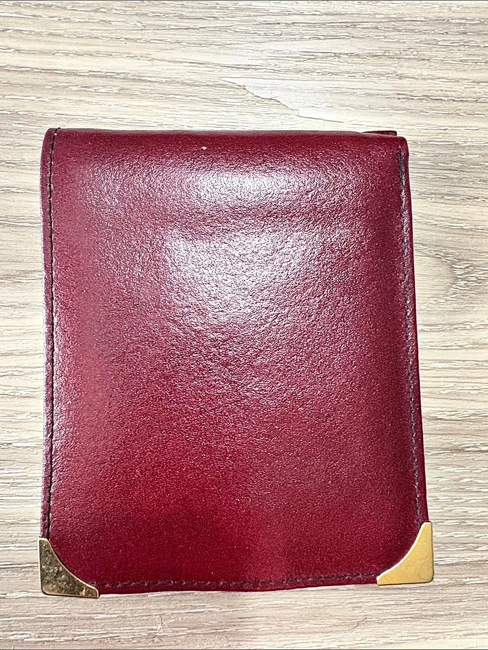 Bifold Wallet with Gold Corners Bifold Leather Wallet Burgundy